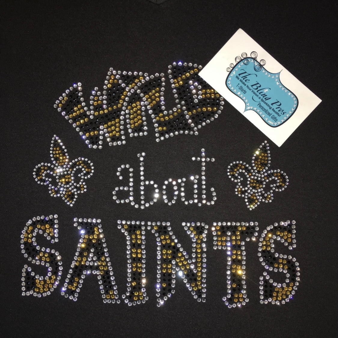 Saints inspired rhinestone decal