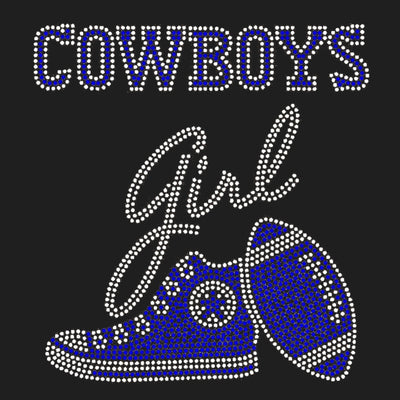 Cowboys Wine Kinda Girl Football Rhinestone Transfer - Texas